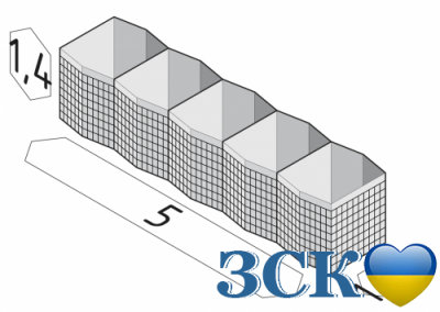 габион пяти секционный 75х75мм